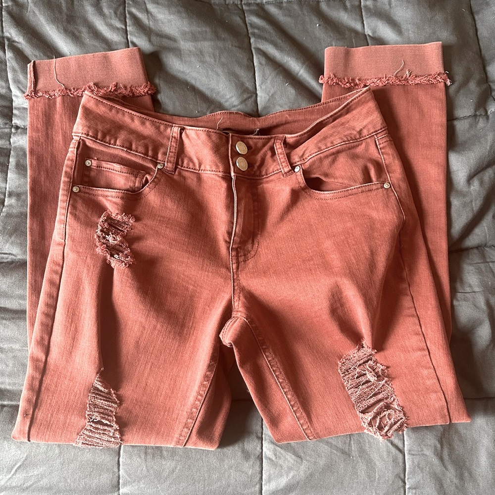 REFUGE Rusty Orange Skinny Cropped Jeans- super cute & flattering